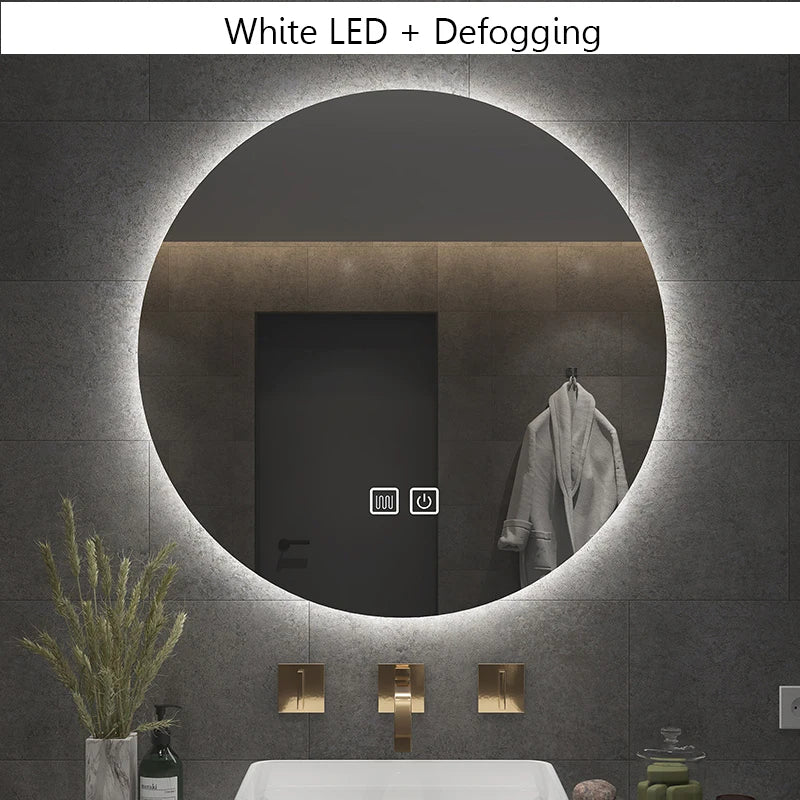 miroir rond avec rétroéclairage réglable et antibuée décoratif - vue 9 sur 10
