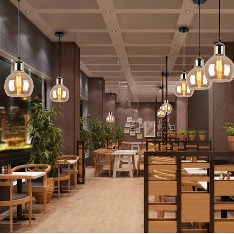 suspension led en verre nordique pour éclairage de table