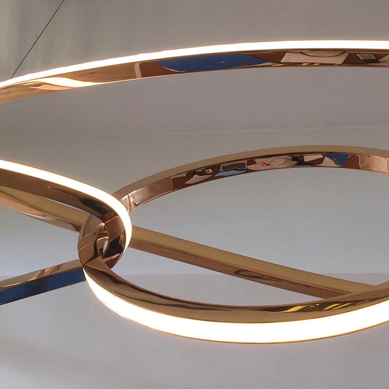lustre nordique en anneau en acier inoxydable luxe post-moderne - vue 4 sur 5