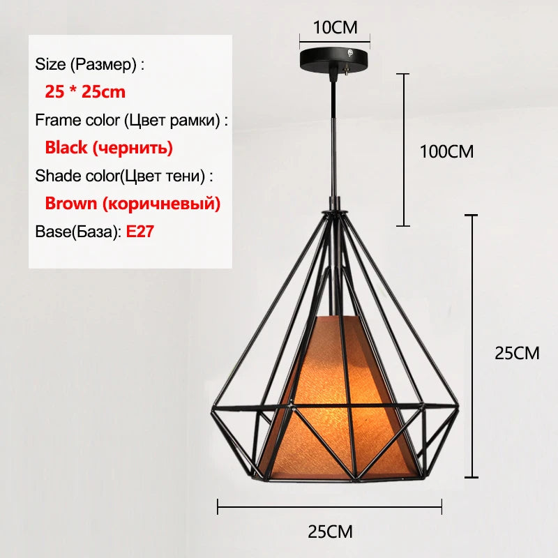 Lustre moderne Cage à oiseaux en fer minimaliste Loft pyramide