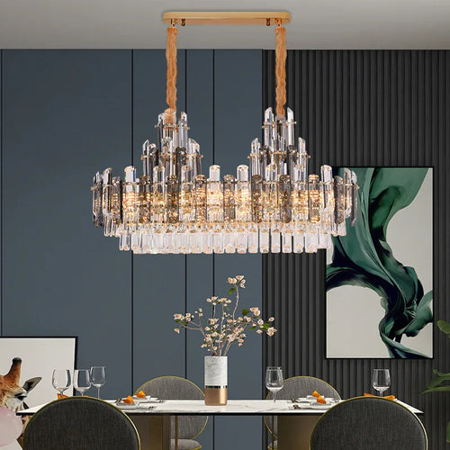 suspension à led en cristal design luxueux avec variateur d'intensité