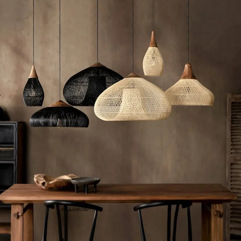 Suspension vintage d'Asie du Sud-Est Lampes en rotin de haute qualité Salon Restaurant Cuisine Luminaires Loft Luminaires