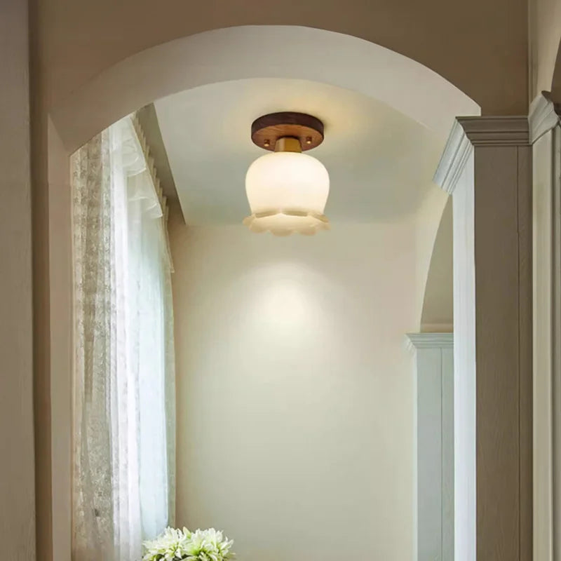 Walnut Wood Art Resin, Wabi-sabi Modern Vintage style, Ceiling Light for Corridor, Aisle balcony, Entrance Hall