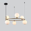 Lustre boule de verre blanc