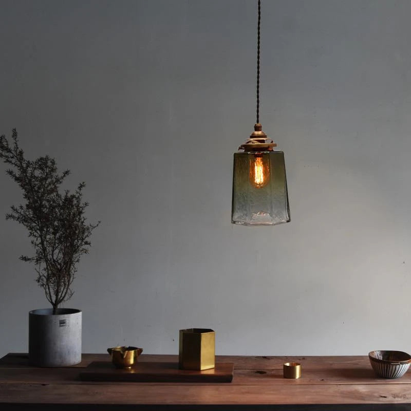suspension de luxe en verre et cuivre luminaire antique décoratif