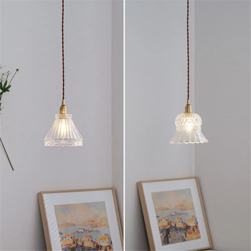 lustre vintage en laiton avec suspension en verre pour décoration maison