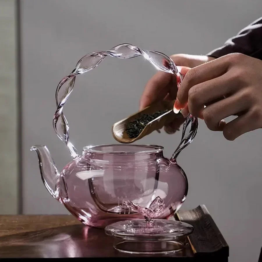 Théière verre borosilicate poignée articulée fonction papillon - vue 6 sur 6