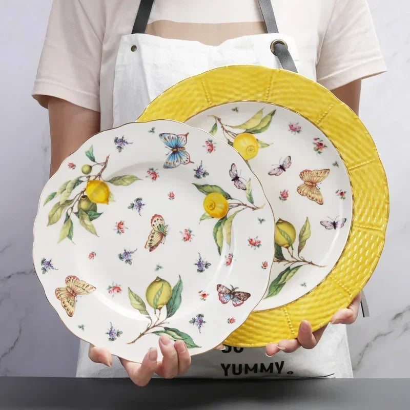 Assiette ceramique motif citron style europeen cuisine - vue 4 sur 6