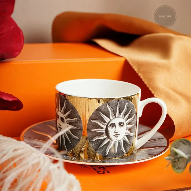 Mug céramique porcelaine motif animal doré style europe