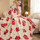 Plaid polaire doux motifs carreaux et floral salon
