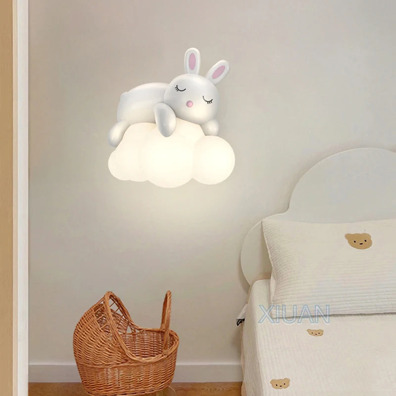 Applique murale lapin créatives sur nuage blanc - vue 3 sur 10