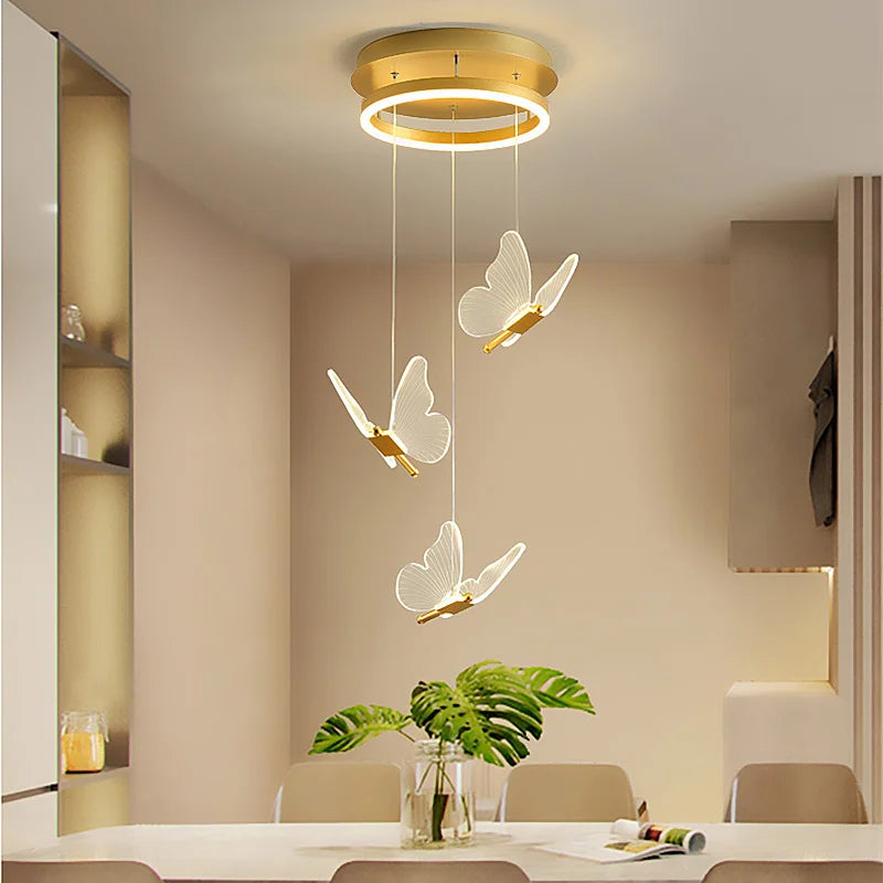 Suspension LED papillon au design nordique 90/220V - vue 6 sur 9