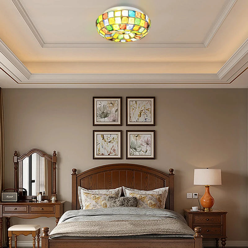 plafonnier led tiffany style bohème pour un éclairage coloré - vue 6 sur 7