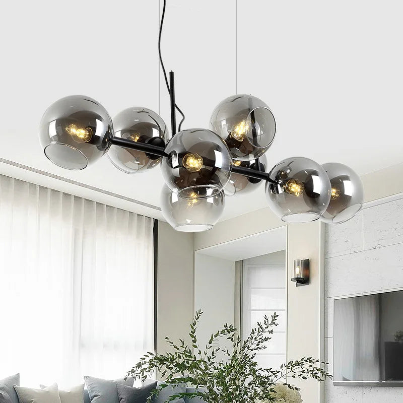 lustre moderne en verre pour bar et table à manger - vue 3 sur 8