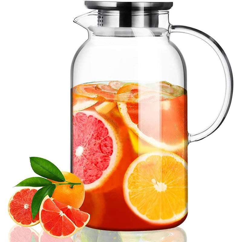 Carafe verre borosilicate 18l rayures verticales couvercle refrigerateur