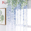 Voilage tulle transparent motif floral moderne pour fenêtre