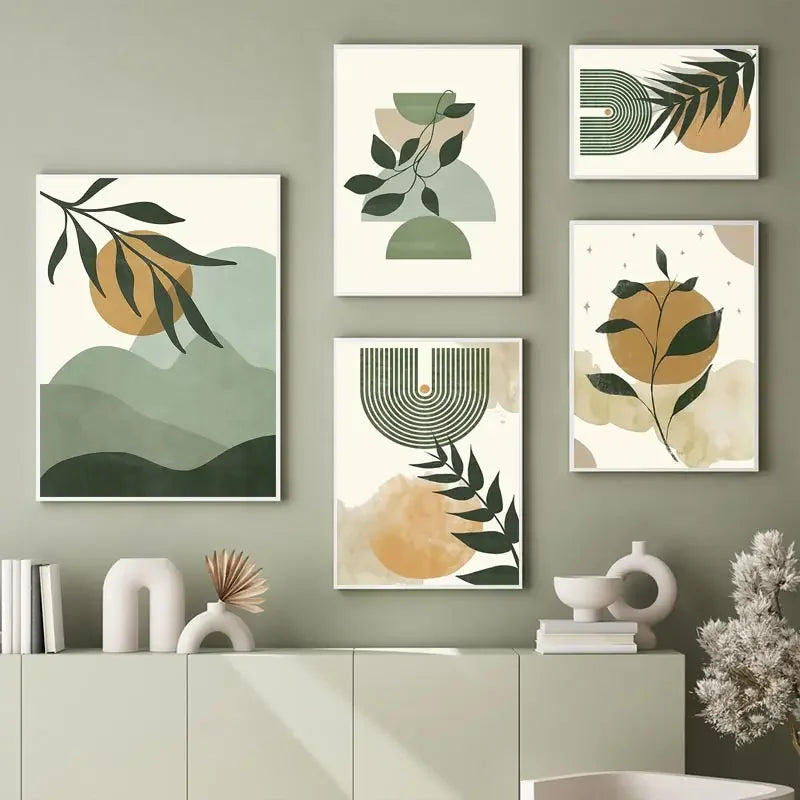 affiches murales boho géométriques soleil lune abstraites pour décoration
