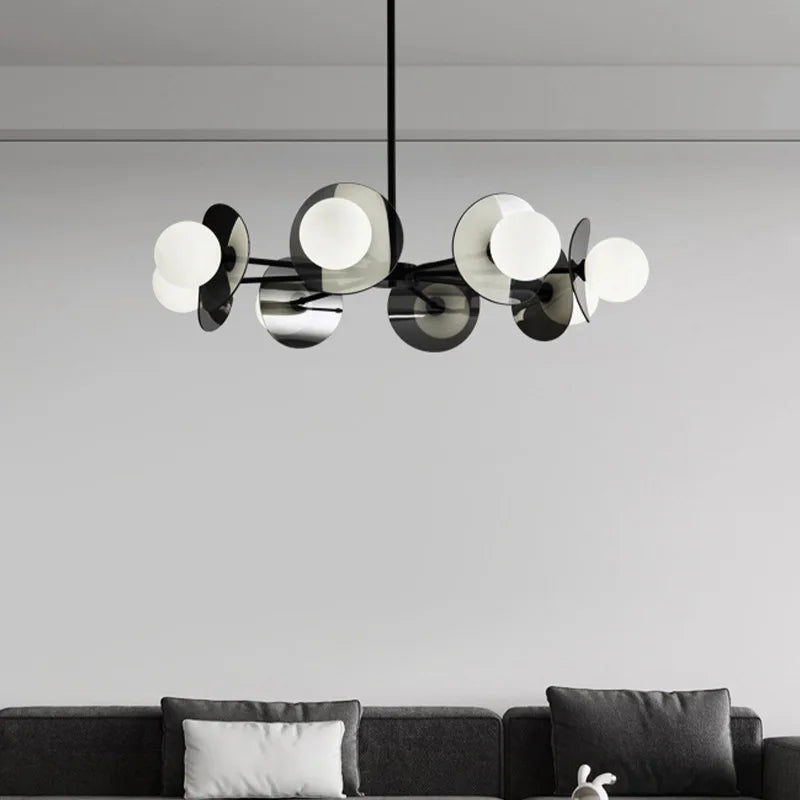 lustre de luxe en cuivre avec lumière led minimaliste italienne - vue 3 sur 9