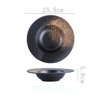 Assiette creuse céramique style chapeau paille japonaise rayures