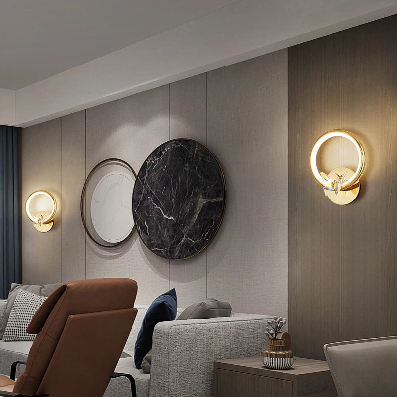 applique murale led papillon en cristal design moderne - vue 4 sur 19