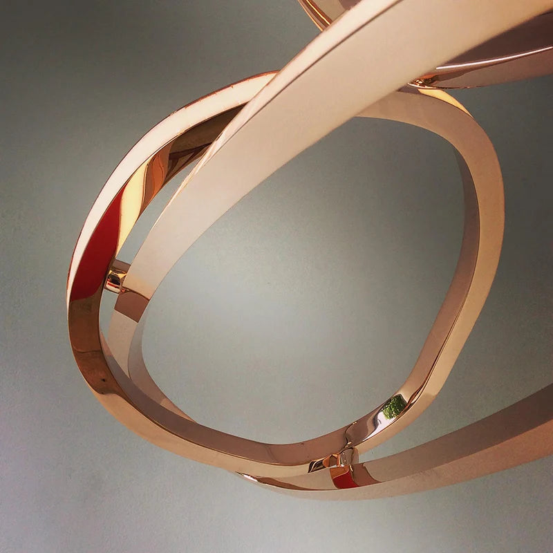 lustre nordique en anneau en acier inoxydable luxe post-moderne - vue 5 sur 5