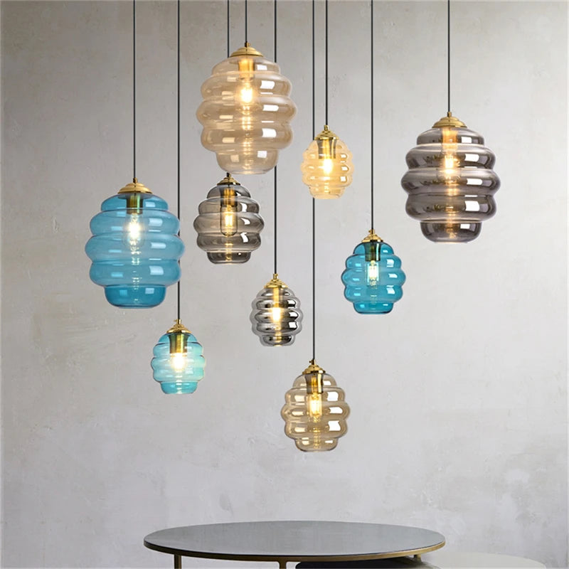 suspension boule de vitrail nordique moderne
