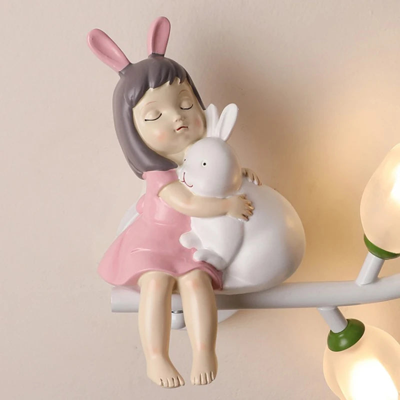 applique murale led g4 décorative avec motif lapin fille - vue 5 sur 22