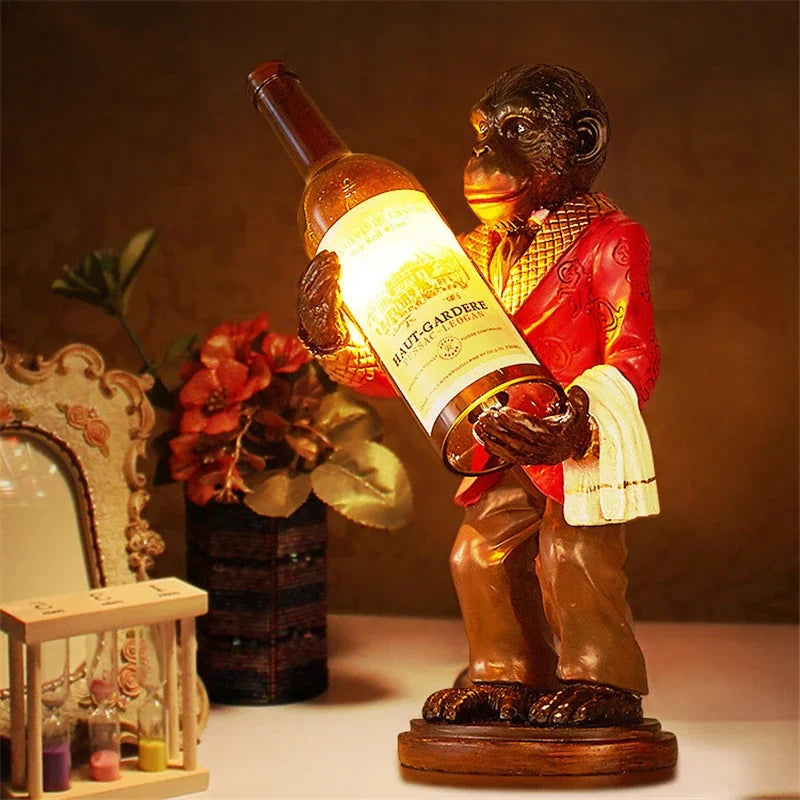 lampe de singe rétro en résine pour décoration vintage