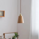 suspension led loft moderne en bois avec abat-jour laiton