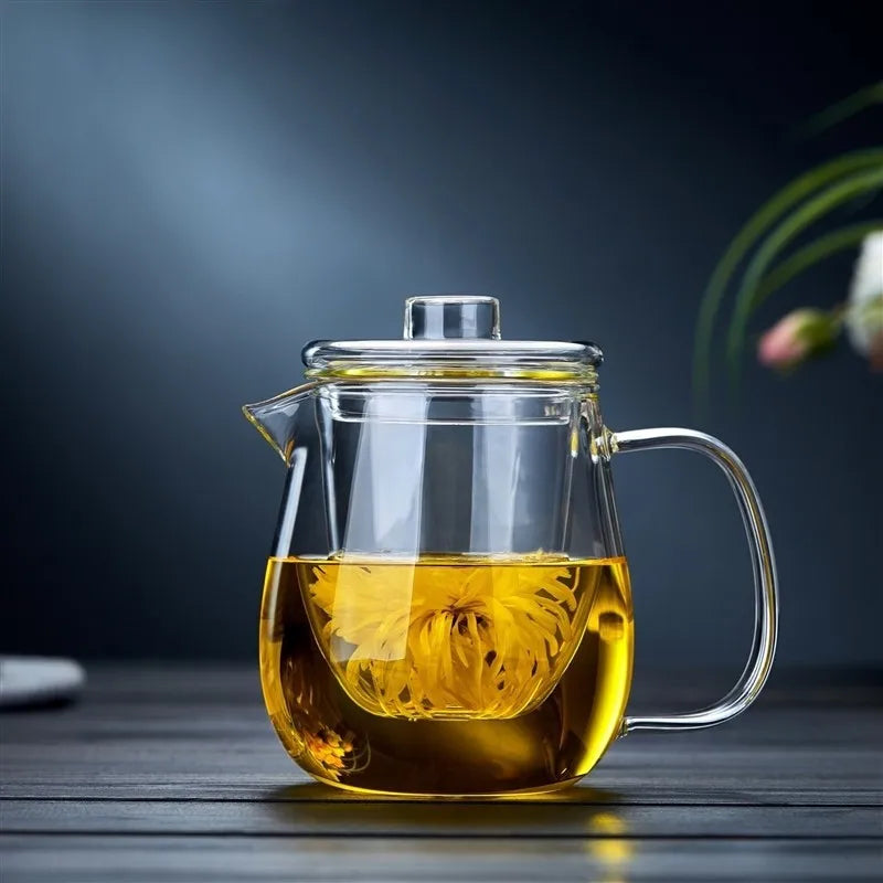 Théière verre borosilicate avec infuseur style minimaliste 1L
