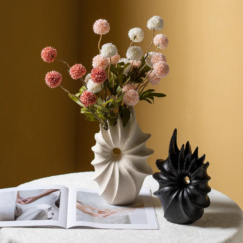 vase en céramique pour herbe de pampa décoration nordique fleurs séchées - vue 2 sur 8