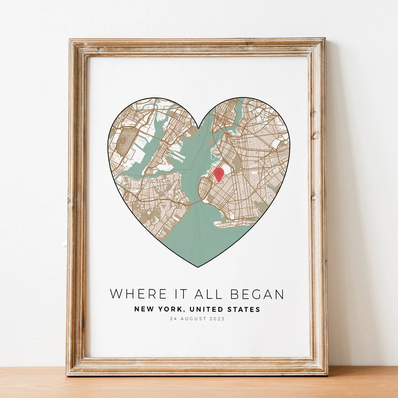 carte de ville personnalisée pour un cadeau romantique