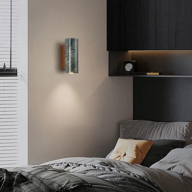applique murale led en marbre support chevet décorative nordique hôtel - vue 4 sur 8