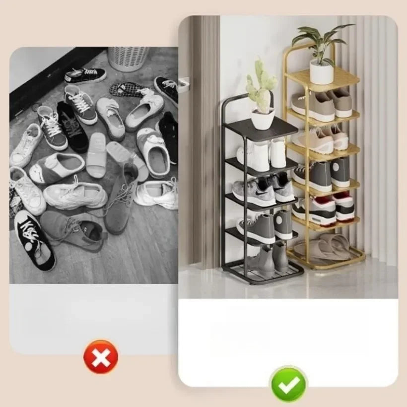 étagère à chaussures moderne en métal pour un rangement vertical élégant - vue 3 sur 12