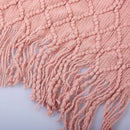 Plaid tricot acrylique doux avec pompons style carreaux