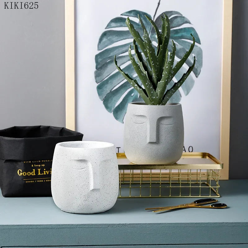 pot de fleurs en céramique visage avatar décoratif pour plantes succulentes - vue 5 sur 16