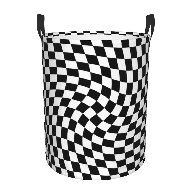 panier à linge pliable personnalisé à damier géométrique pour enfant