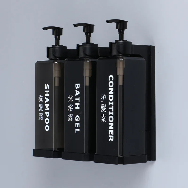 distributeur de shampoing et gel douche avec support mural - vue 8 sur 14