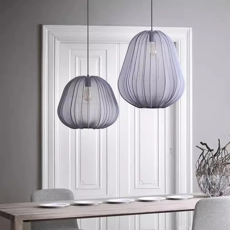 Nordique créatif lustre lanterne moderne ballon suspension salon chambre escalier allée Restaurant tissu lampe - vue 4 sur 12