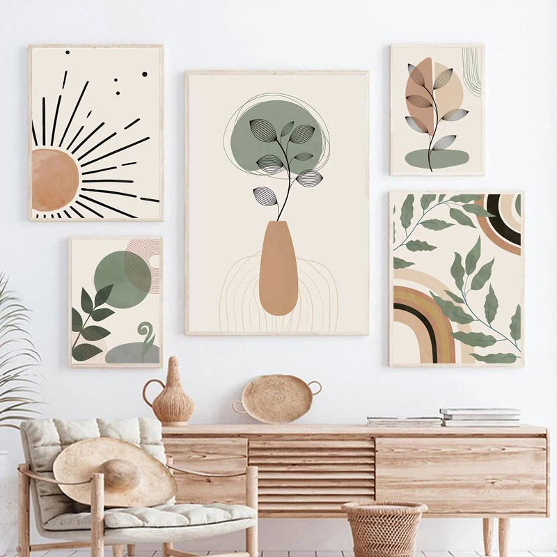 affiches boho peinture abstraite géométrique pour décoration intérieure