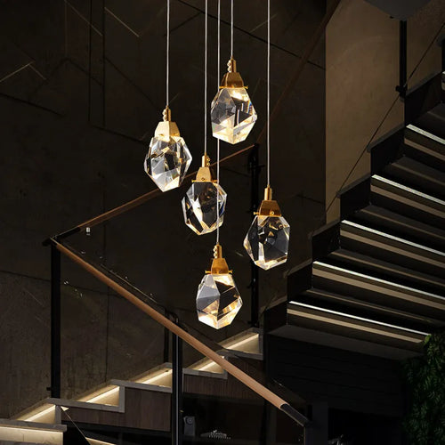 Lustre en cristal de luxe Villa cage d'escalier salle à manger chambre salon Iceberg éclairage en forme de Ling éclairage intérieur lampes LED