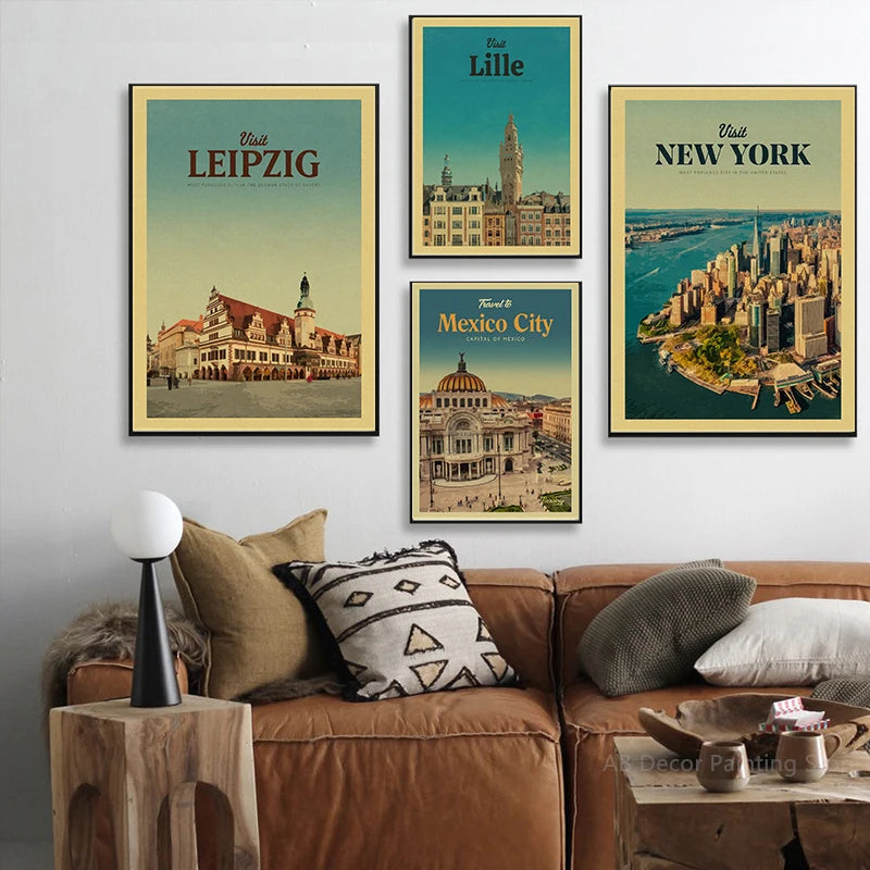 affiche rétro de voyage pour passionnés de tourisme