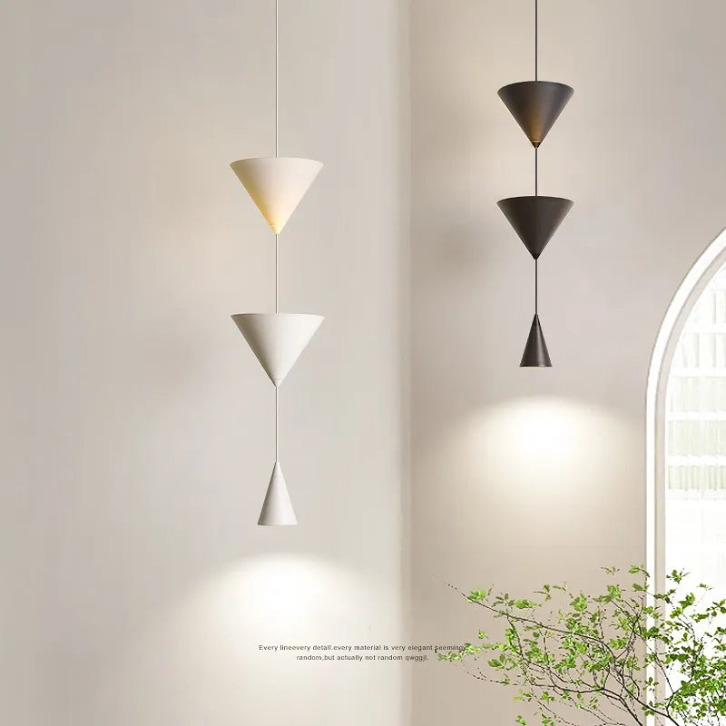 Suspension de chevet de chambre à coucher moderne simple conception de cône blanc noir LED lustre suspendu lumière pour salon intérieur barre 220V