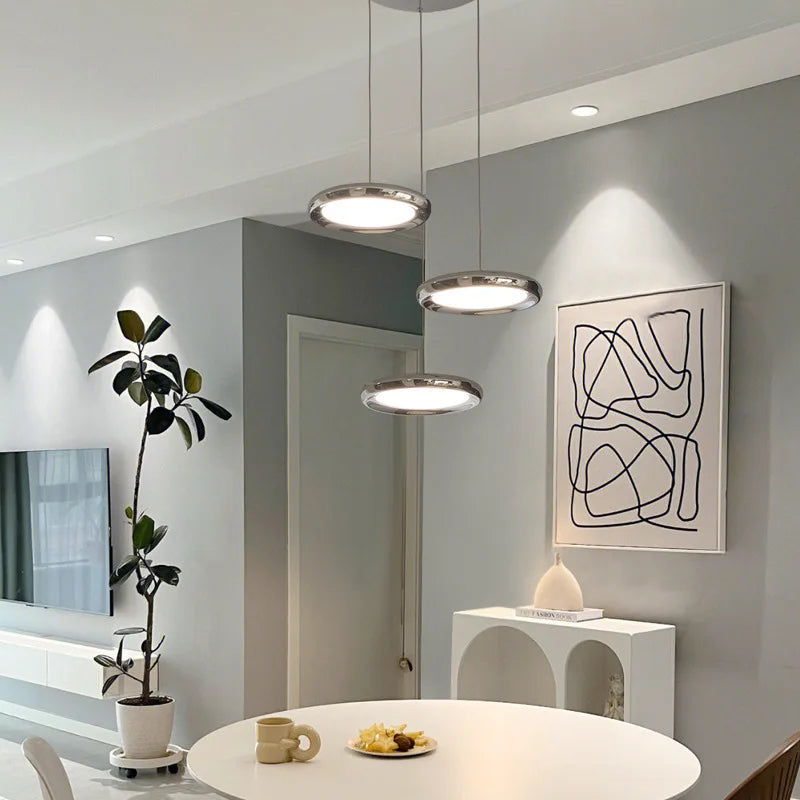 lustre en aluminium led design plaqué circulaire