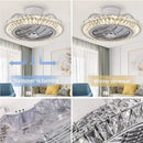 ventilateur de plafond cristal moderne avec lumière télécommande silencieuse 3 vitesses