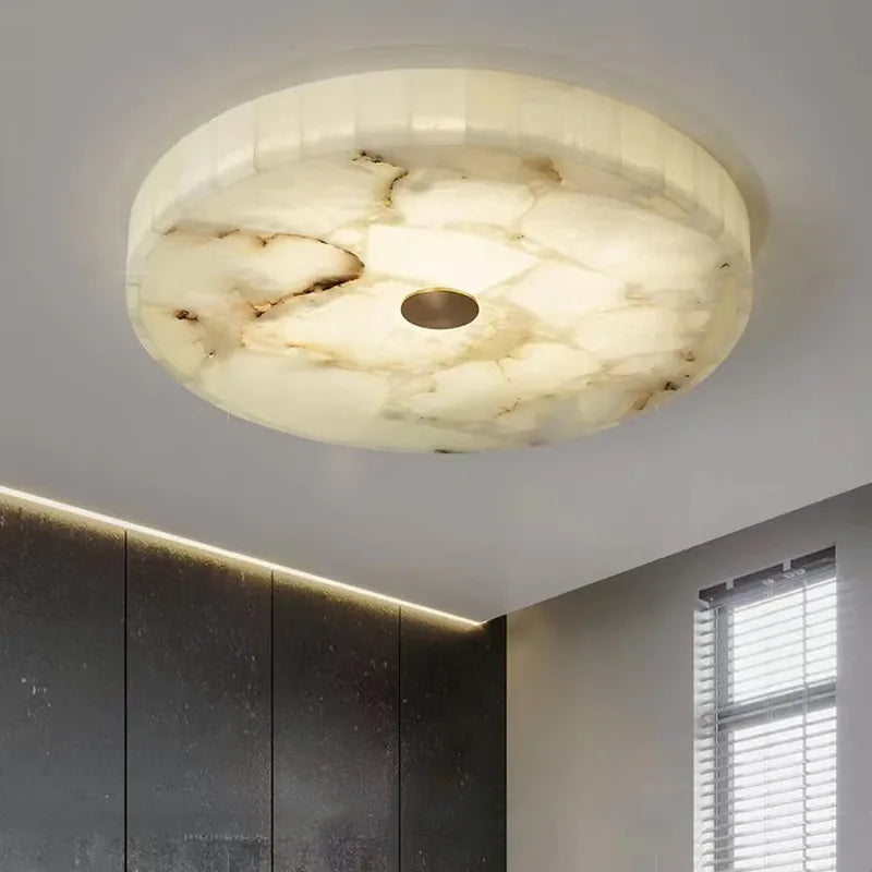 plafonnier led moderne marbre blanc salon