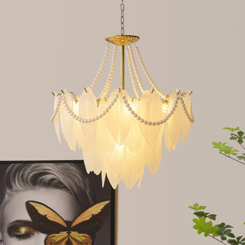 Modern luxury LED leaf dining room chandeliers Creative living room lights Bedroom, kitchen island decorative lighting fixtures - vue 6 sur 11