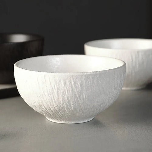 Service vaisselle ceramique mate motif roche bols assiettes