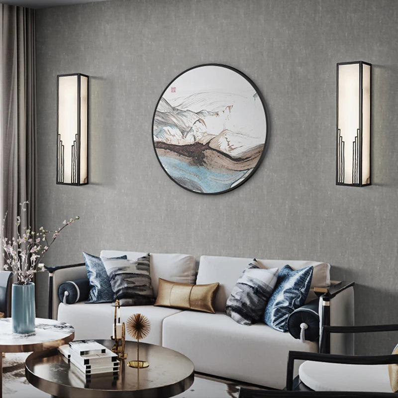 applique murale en marbre et cuivre style chinois pour décoration hôtel