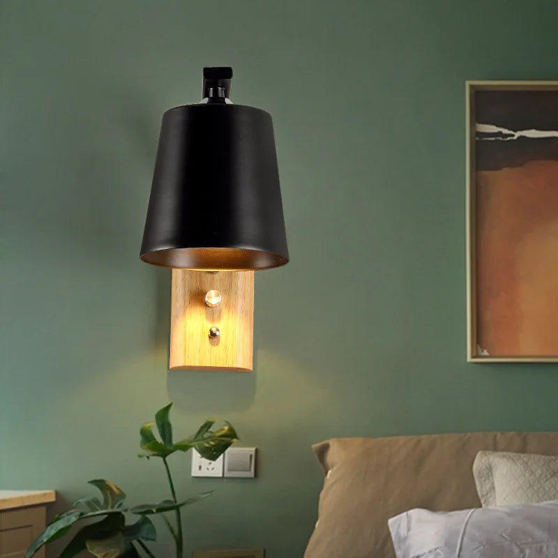 Applique Murale en bois LED avec abat-jour en métal - vue 7 sur 8
